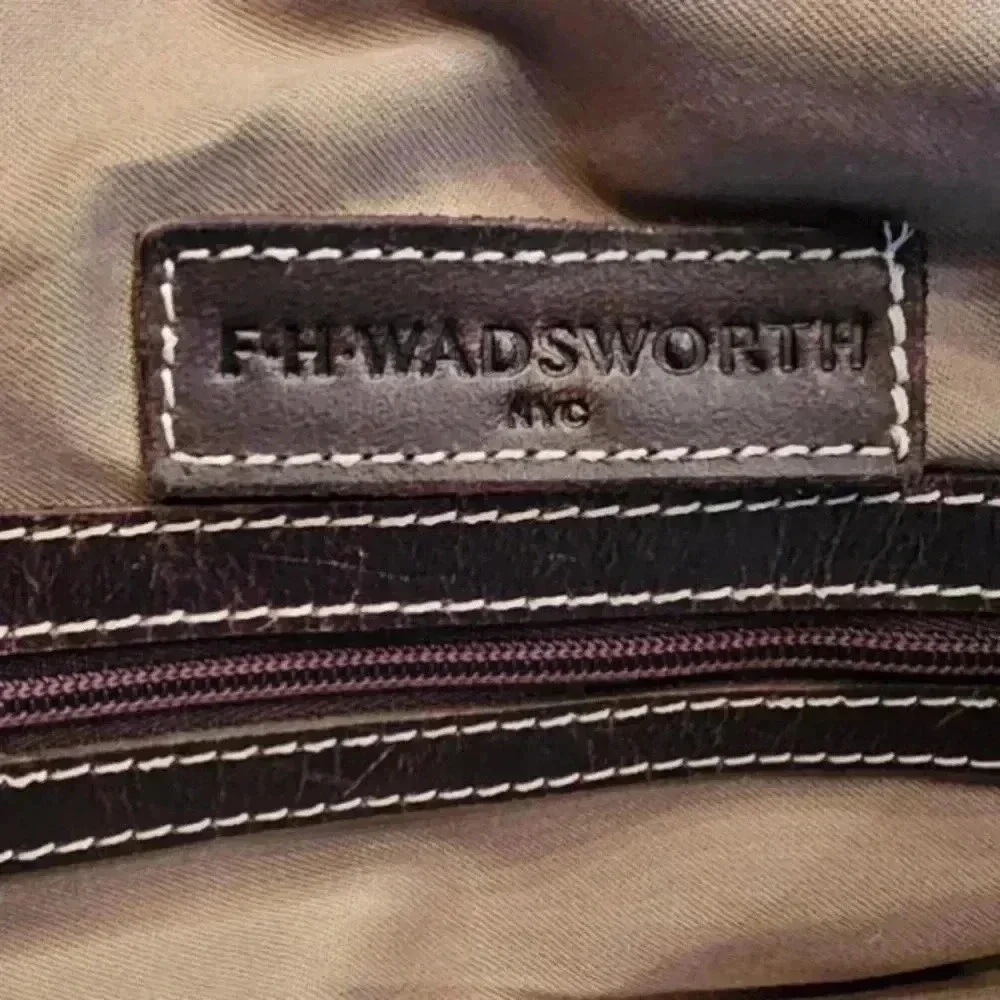 Vintage FH Wadsworth leather and canvas weekender
